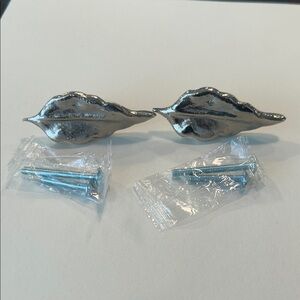 Silver Leaf Shaped Drawer Knobs